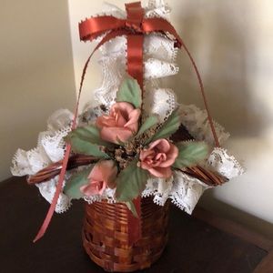Wicker basket with flowers